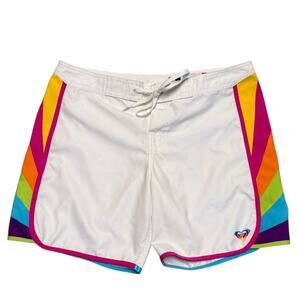 Roxy Vintage SAMPLE White & Rainbow Surf Board Shorts Size 5